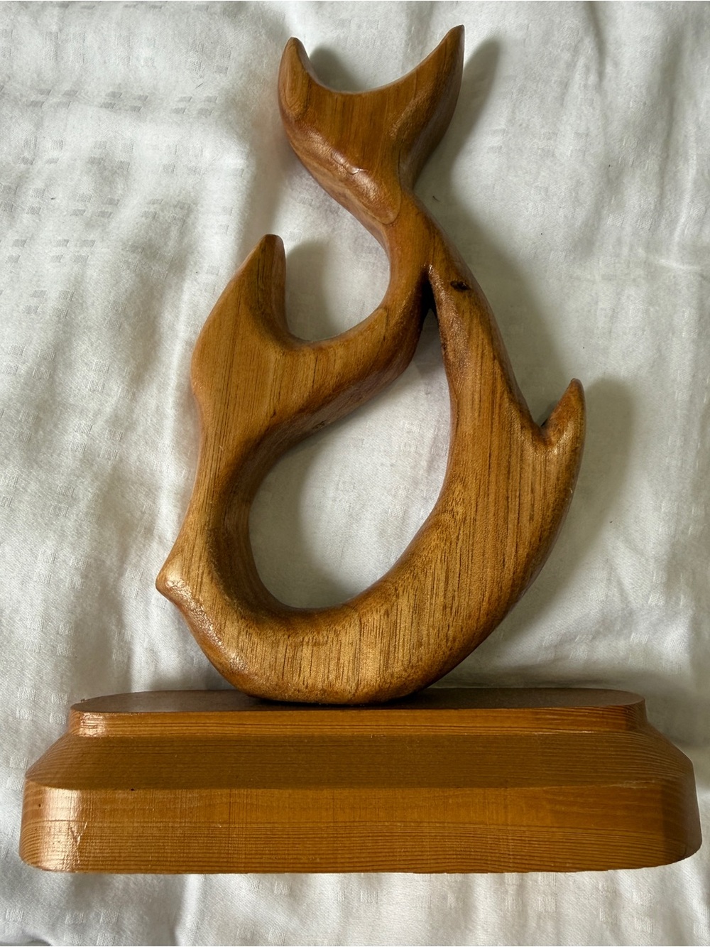 Handcrafted Wooden Fish Sculpture - Natural Brown Home Art